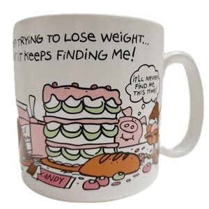 ๐ Vintage "I Keep Trying To Lose Weight" 1985 American Greetings Mug Coffee Cup